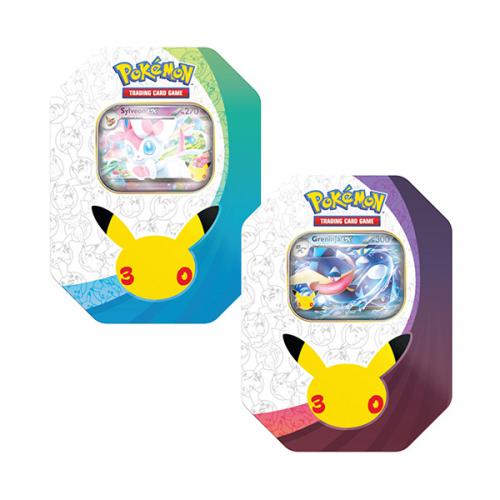 POKEMON Trentesimo Anniversario Gioco di Carte Collezionabili Tin Coll Sylveon Greninja EX (x cm) ITA…x1